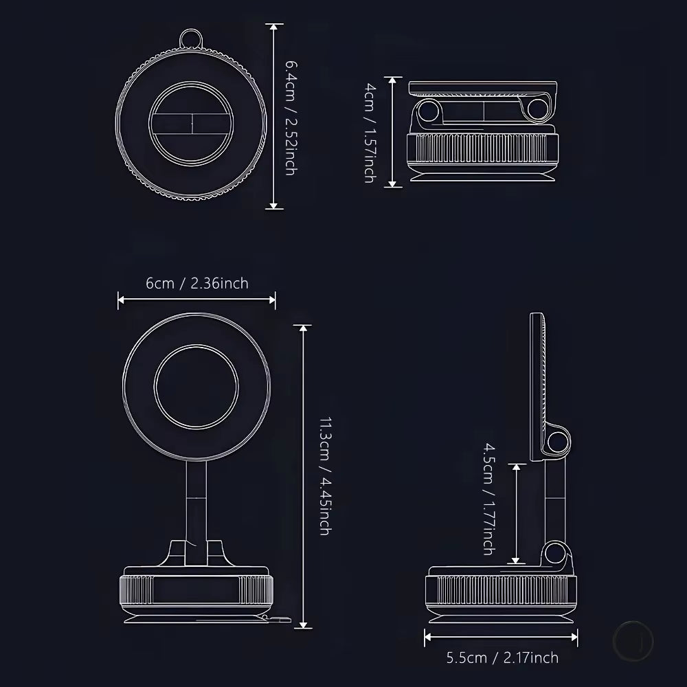 Magnetic Car Phone Holder 360° Adjustable Dashboard Windshield Mount